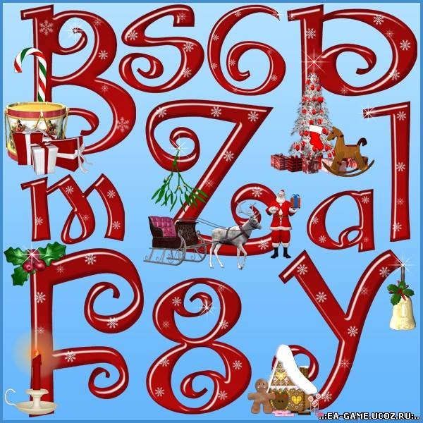 Рождественский латинский алфавит для фотошопа